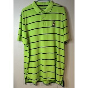 RLX Ralph Lauren Mens XLarge Lime Green Stripe Golf Polo 2016 U.S. Open Oakmont